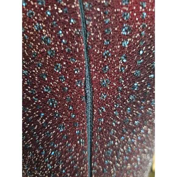 Vtg 90s Cache Metallic Black Red Slit Maxi Dress Asymmetrical Glam Goth M EUC - Picture 7 of 11